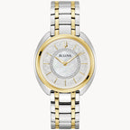 Bulova Ladies Duality Watch Set (98X13) Two Tone Stainless Steel Comes W/ 1 Black & 1 White Leather Band