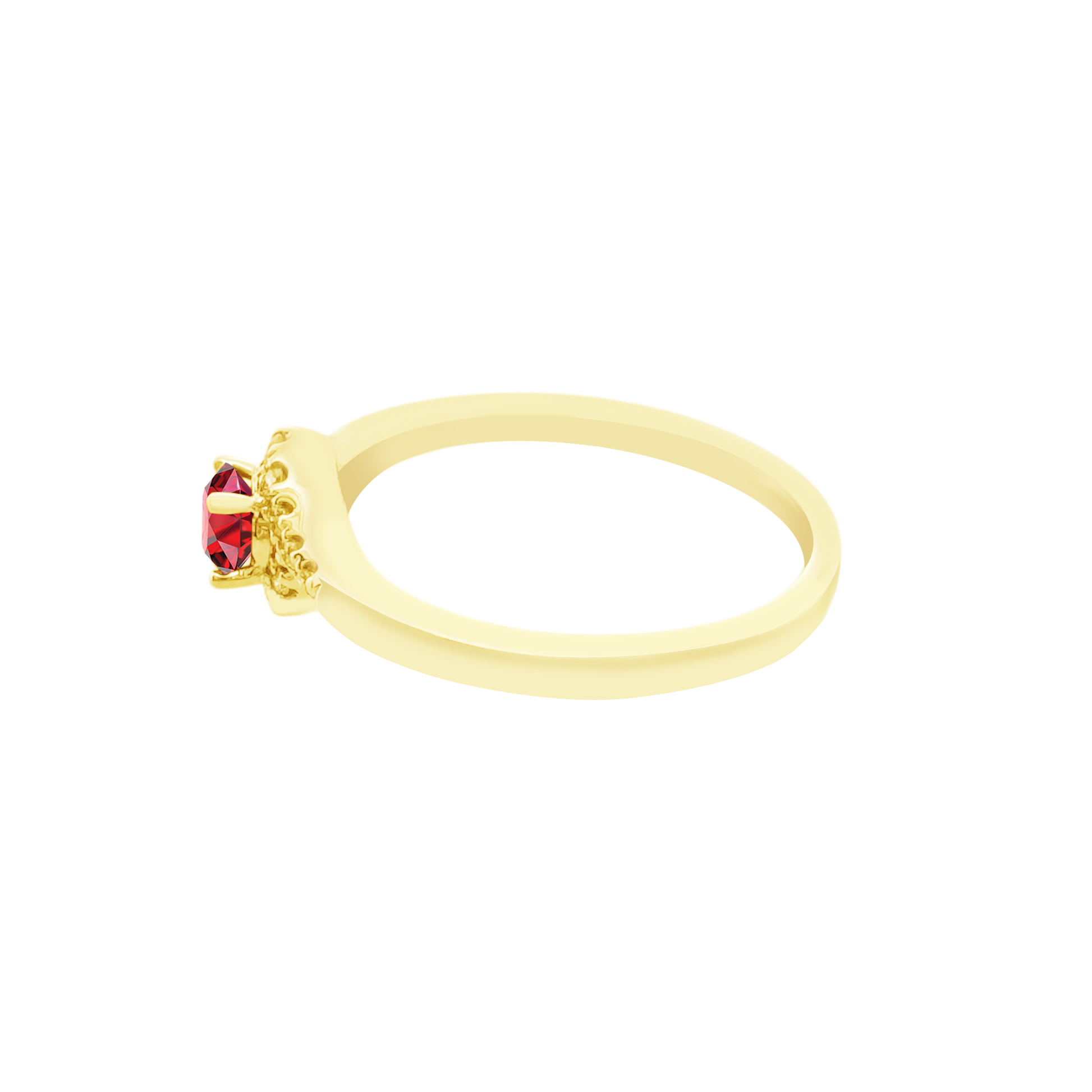 0.11Ctw Diamond & 0.32Ctw Rubi 14K Yellow Gold Ring Size 7 1.6Dwt