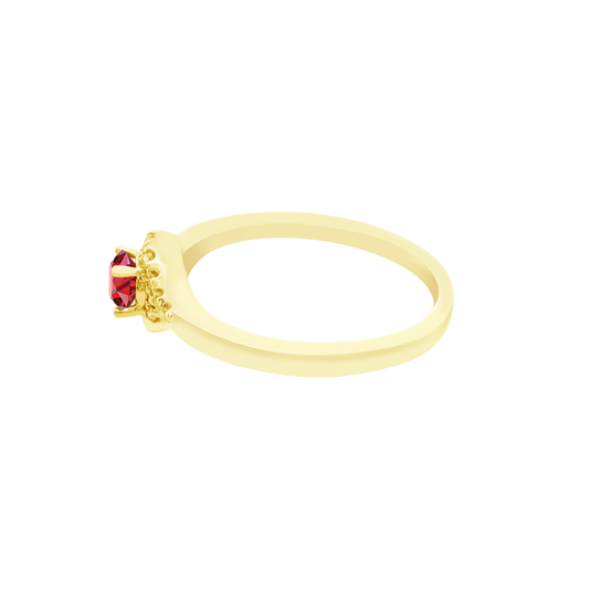 0.11Ctw Diamond & 0.32Ctw Rubi 14K Yellow Gold Ring Size 7 1.6Dwt