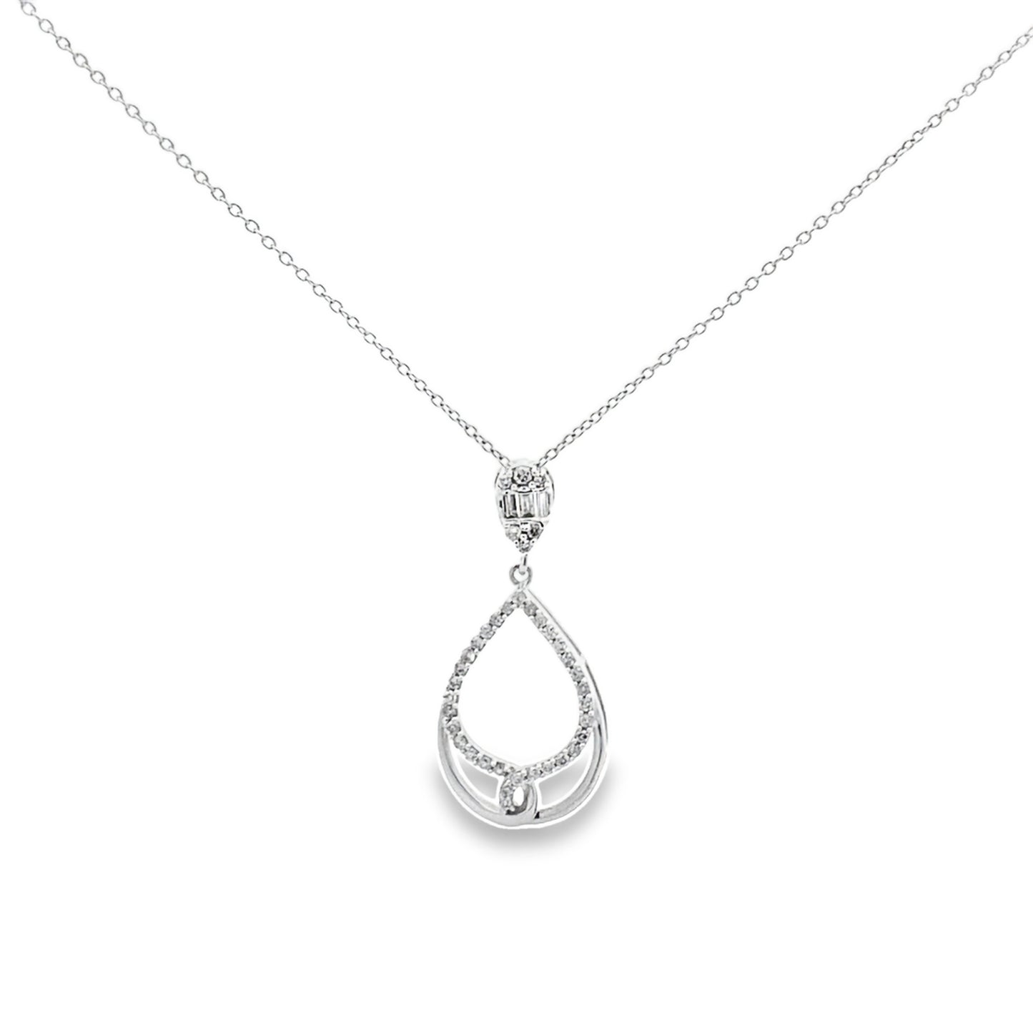 0.20Ctw 14K White Gold Diamond Drop Pendant 20In 1.1Dwt