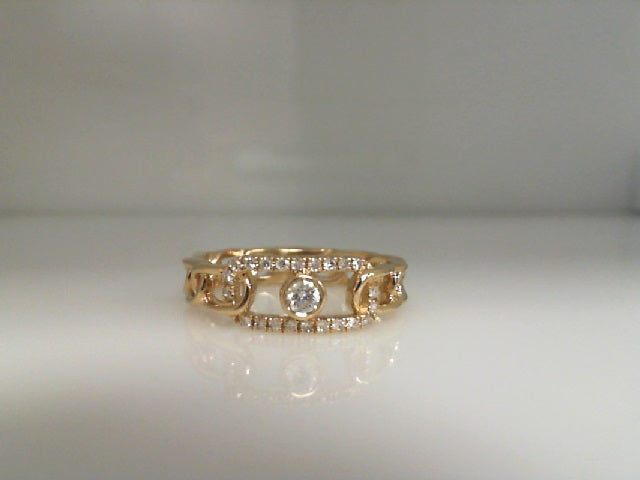 0.22Ctw 14K Yellow Gold Diamond Link Fashion Ring Size 7 2.2