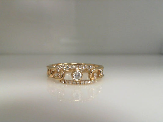 0.22Ctw 14K Yellow Gold Diamond Link Fashion Ring Size 7 2.2