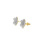 0.50Ct 14K Yellow Gold Diamond Flower Stud Earrings