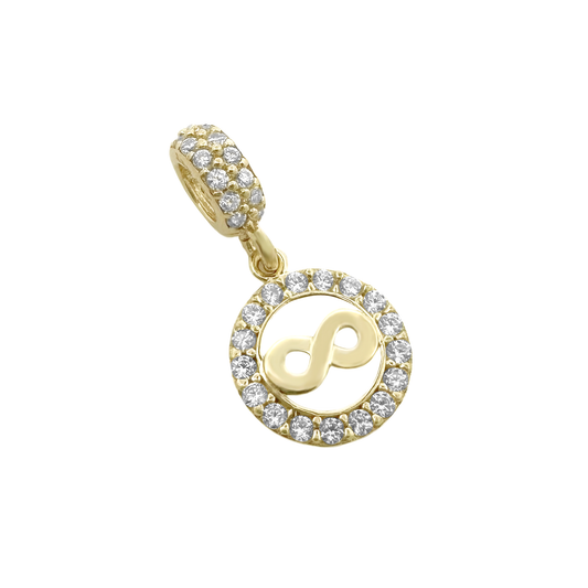 10K Yellow Gold Cz Hoop W/Infinity Pendant 0.8Dwt