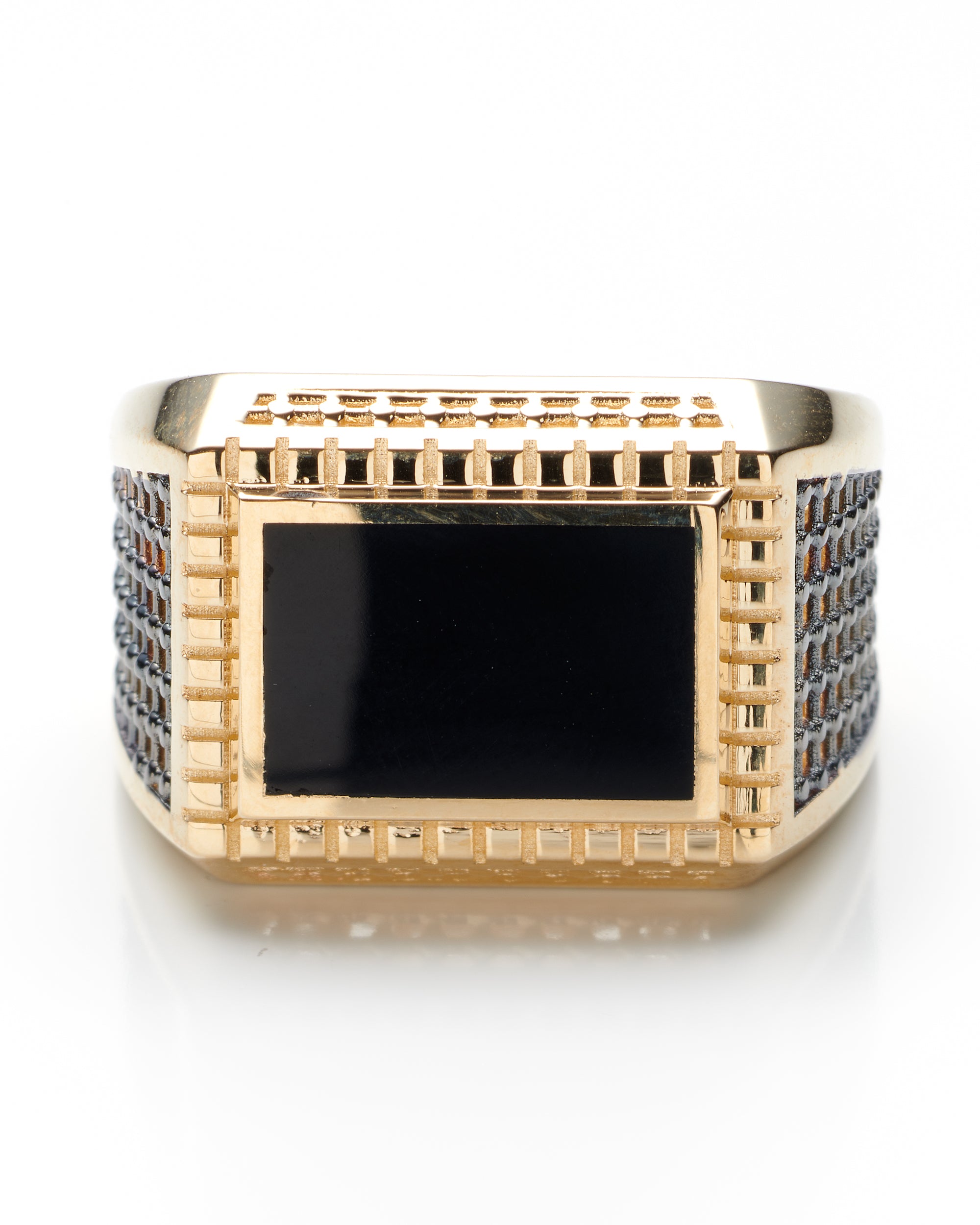 14K Yellow Gold Mens Onyx Ring Size 11 6.1Dwt