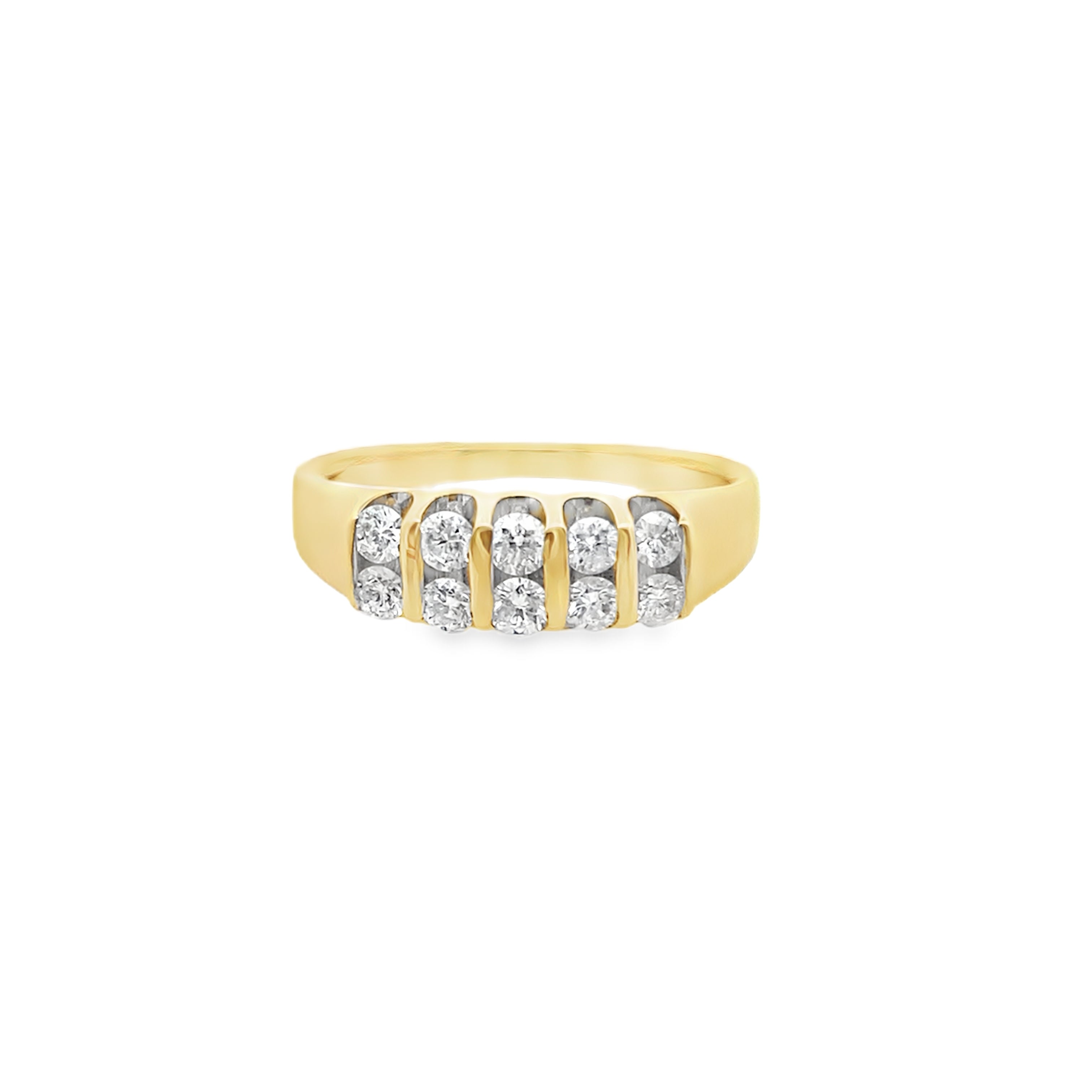 0.5Ct 14K Yellow Gold Diamond Wedding Band Ring Size 7 2.8Dwt