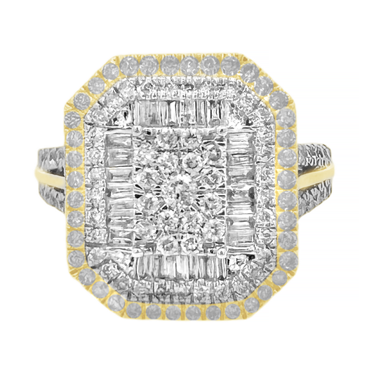 1.03Ctw 10K Yellow Gold Diamond Fashion Ring Size 7 3.7Dwt