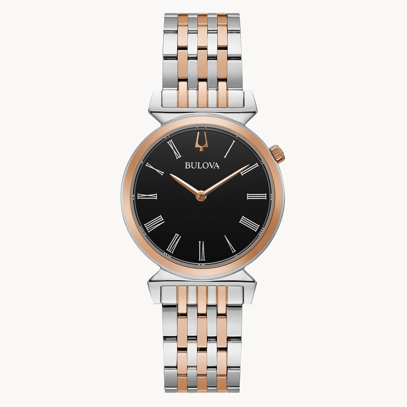 Bulova Ladies Regatta Watch (98L265) Two Tone (Rose) Black Dial