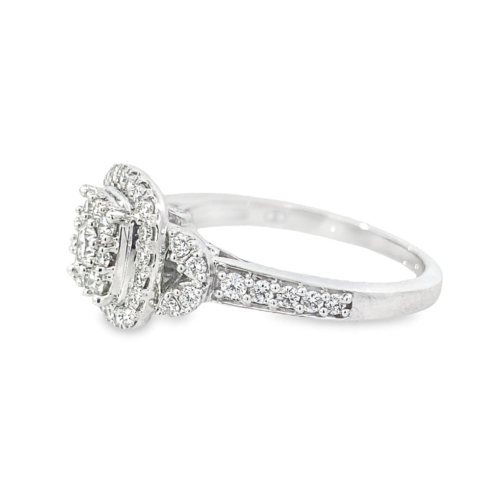 3/4 Ctw 14K White Gold Diamond Engagement Ring Size 7 2.9Dwt