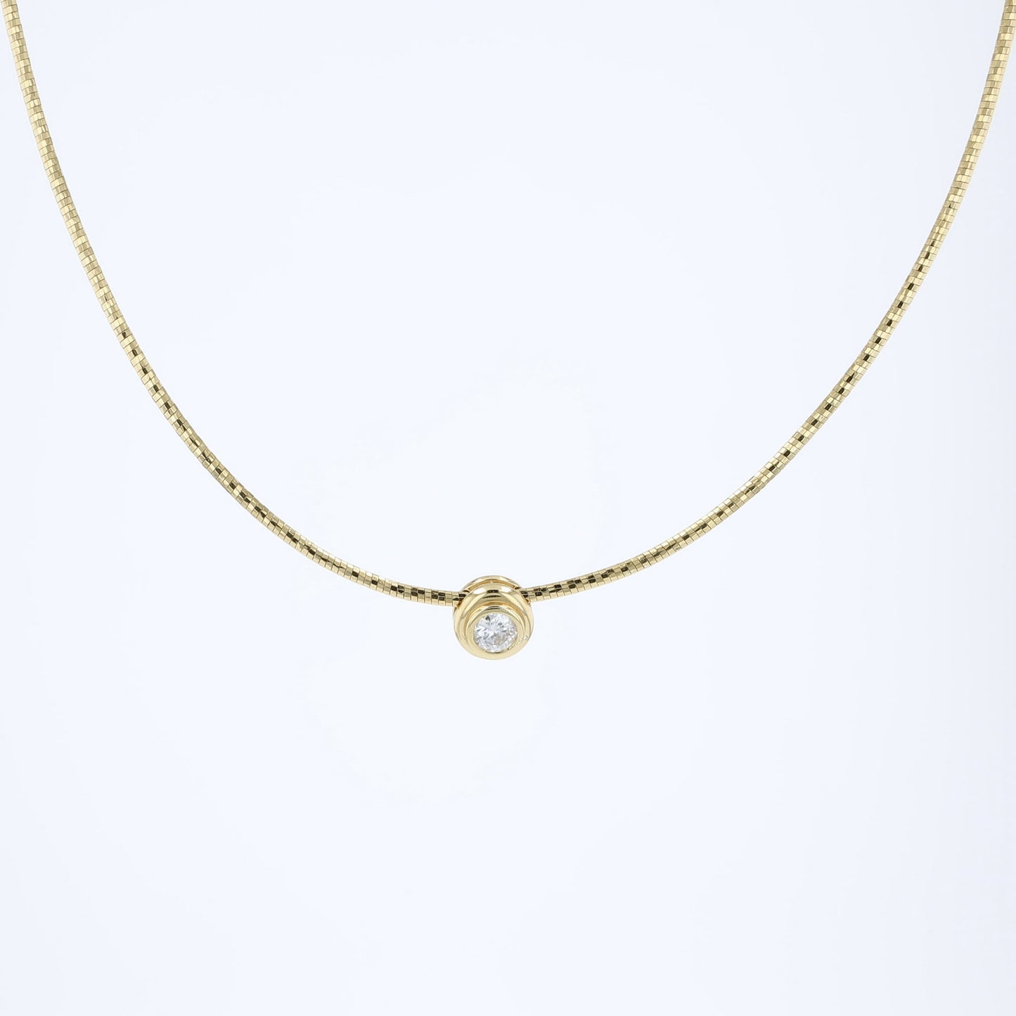 14K Yellow Gold Diamond Snake Style Link Necklace 16In 5.6Dwt