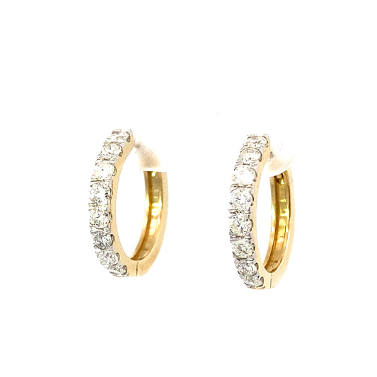 1.00Ctw 14K Yellow Gold Diamond Hoop Earrings