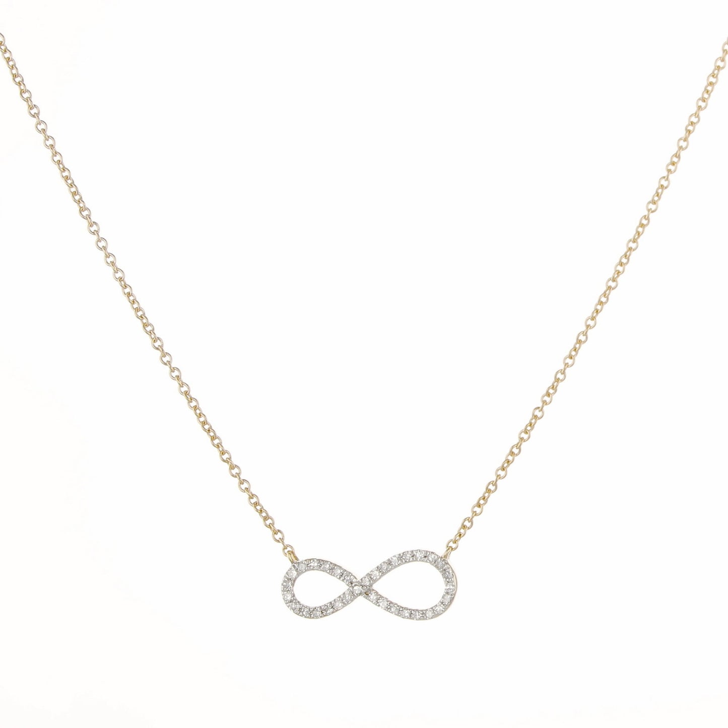 0.10Ctw 10K Yellow Gold Diamond Infinity Necklace 18In 0.6Dwt