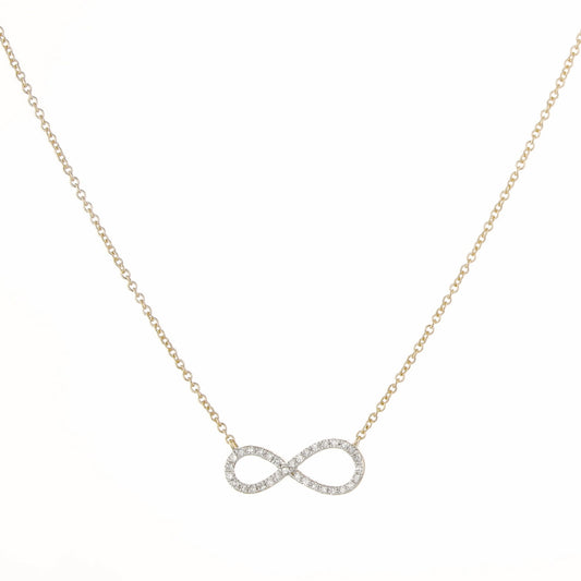 0.10Ctw 10K Yellow Gold Diamond Infinity Necklace 18In 0.6Dwt