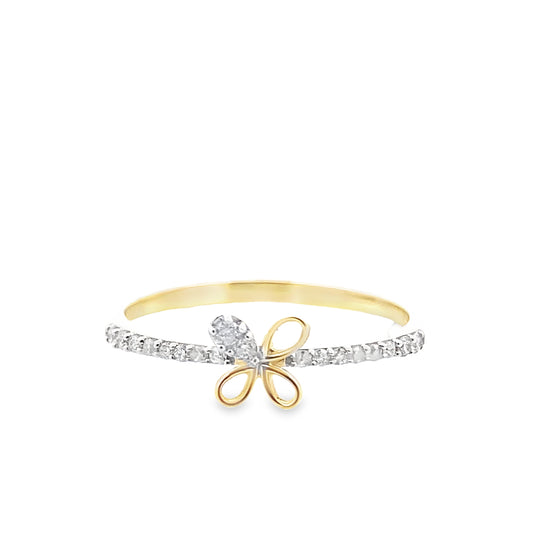 0.10Ctw 10K Yellow Gold Diamond Butterfly Ring Size 7 0.9Dwt