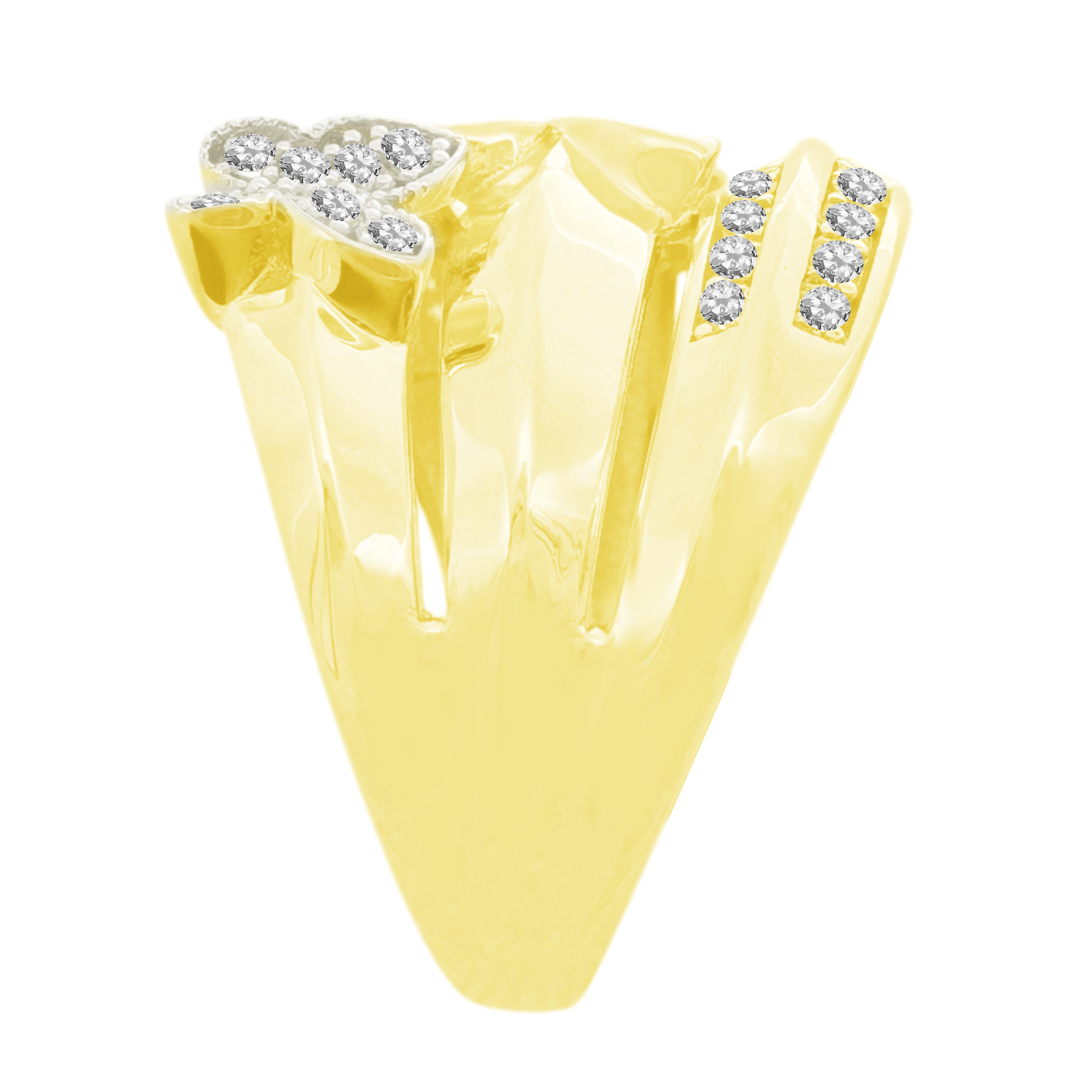 14K Yellow Gold Lds Cz Butterflies  Fashion Ring Size 8 3.4Dwt