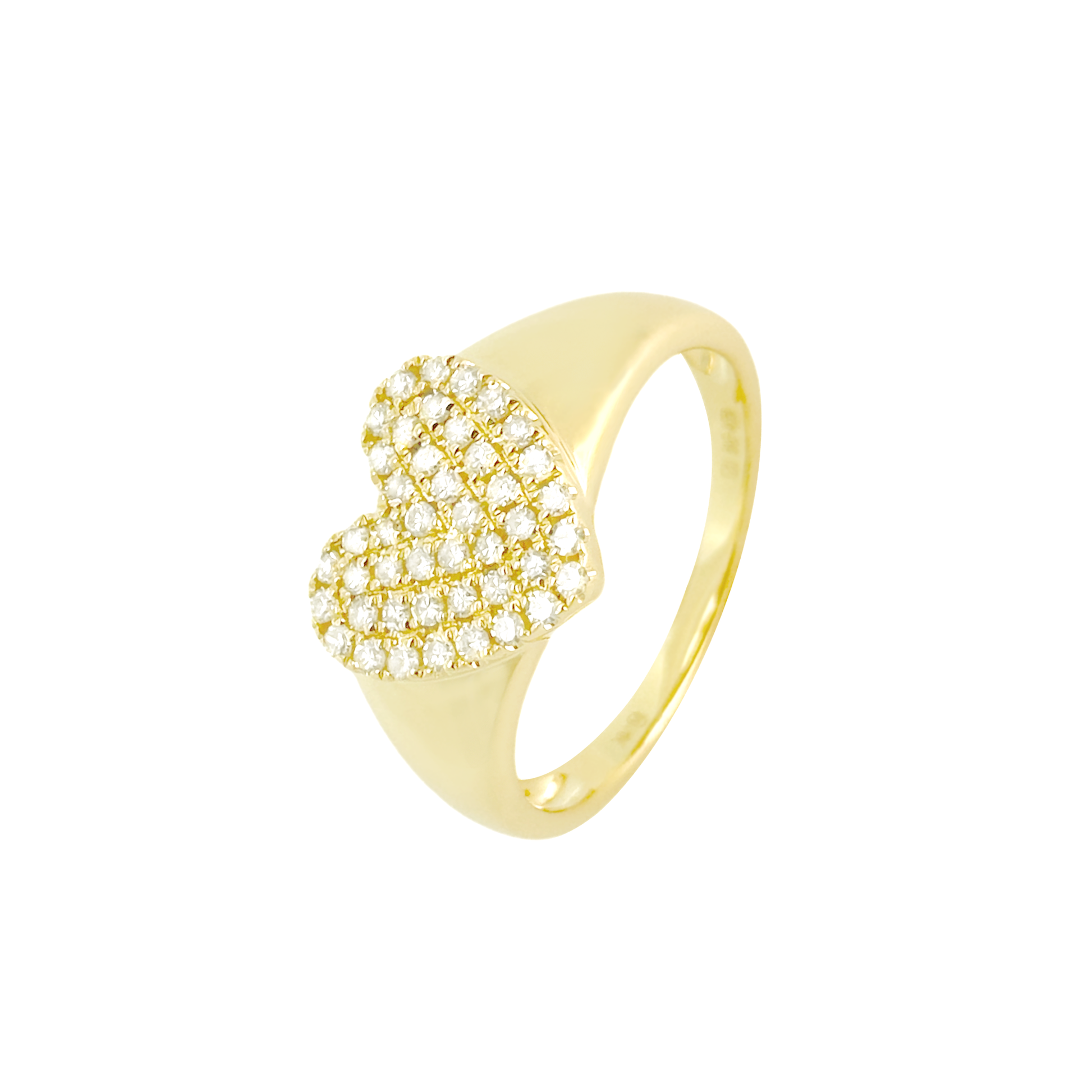 0.24Ct 14K Yellow Gold Diamond Heart Ring Size 7 1.8Dwt