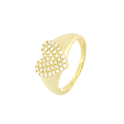 0.24Ct 14K Yellow Gold Diamond Heart Ring Size 7 1.8Dwt