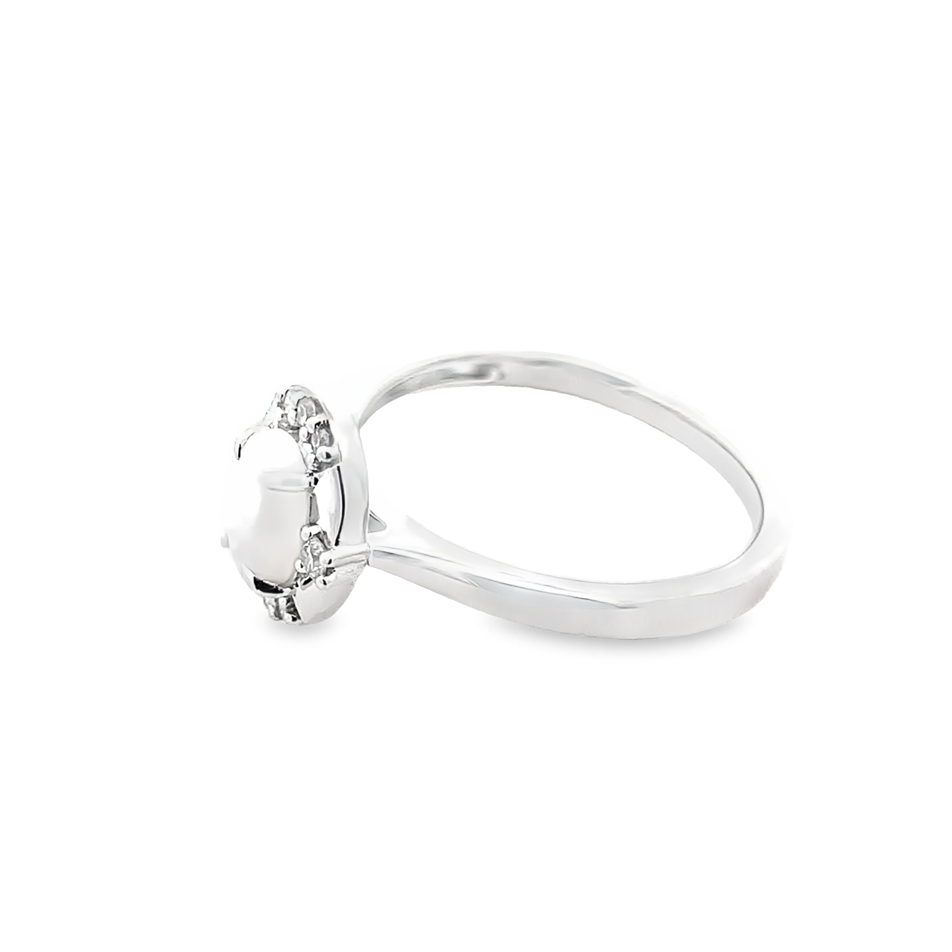0.49 Opob/0.11Ctw Dird 14K White Gold Opal & Dia Ring Size 7 2.0Dwt