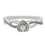 0.20Ct 10K White Gold Diamond Heart Engagement Rings Size 7 1.0Dwt