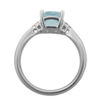 1.34 Aqcu 0.05 Dird 14K White Gold Aquamarine & Dia Ring Size 7 2.4Dwt