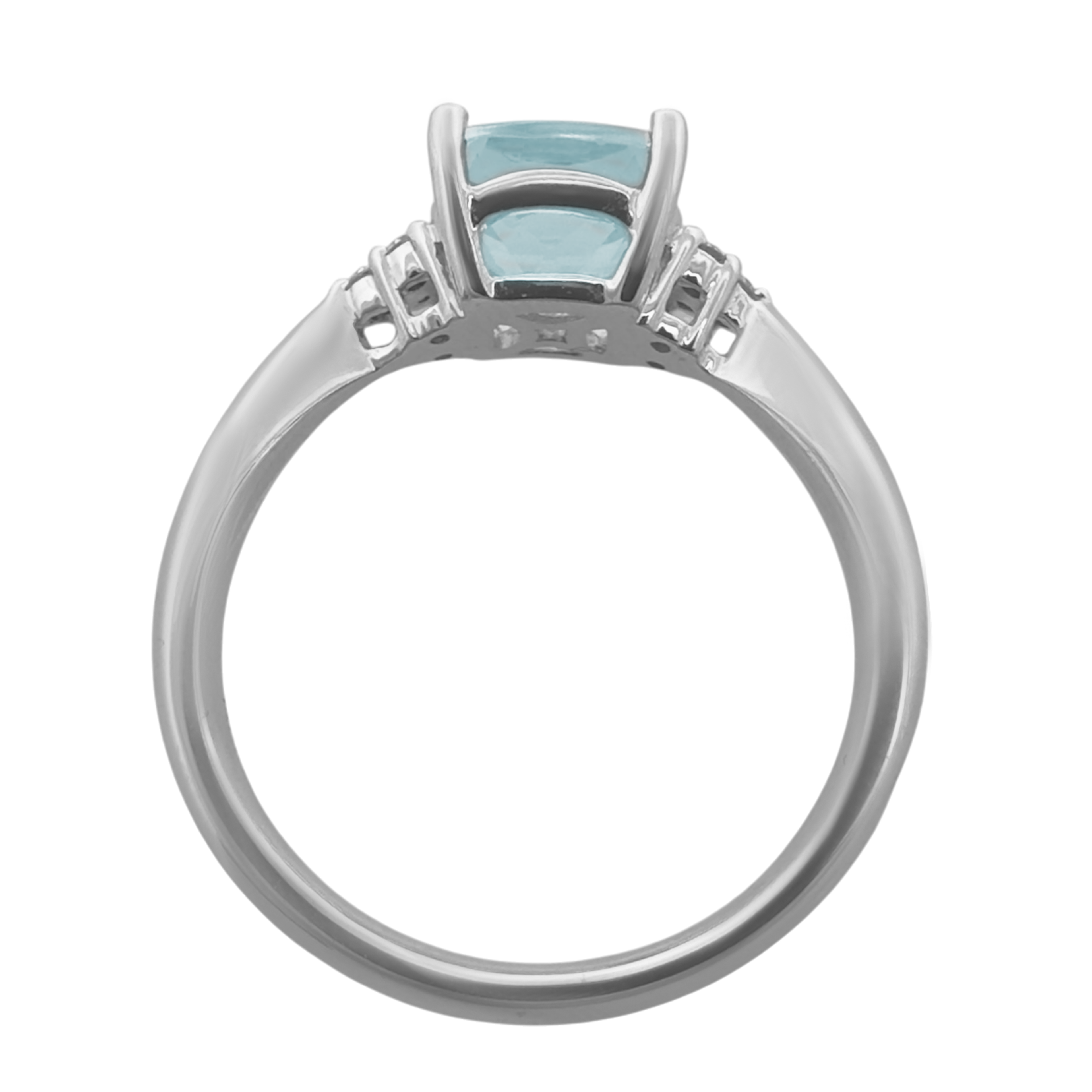 1.34 Aqcu 0.05 Dird 14K White Gold Aquamarine & Dia Ring Size 7 2.4Dwt
