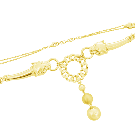 10K Yellow Gold Panther Free Form Link Necklace 22In 16.4Dwt