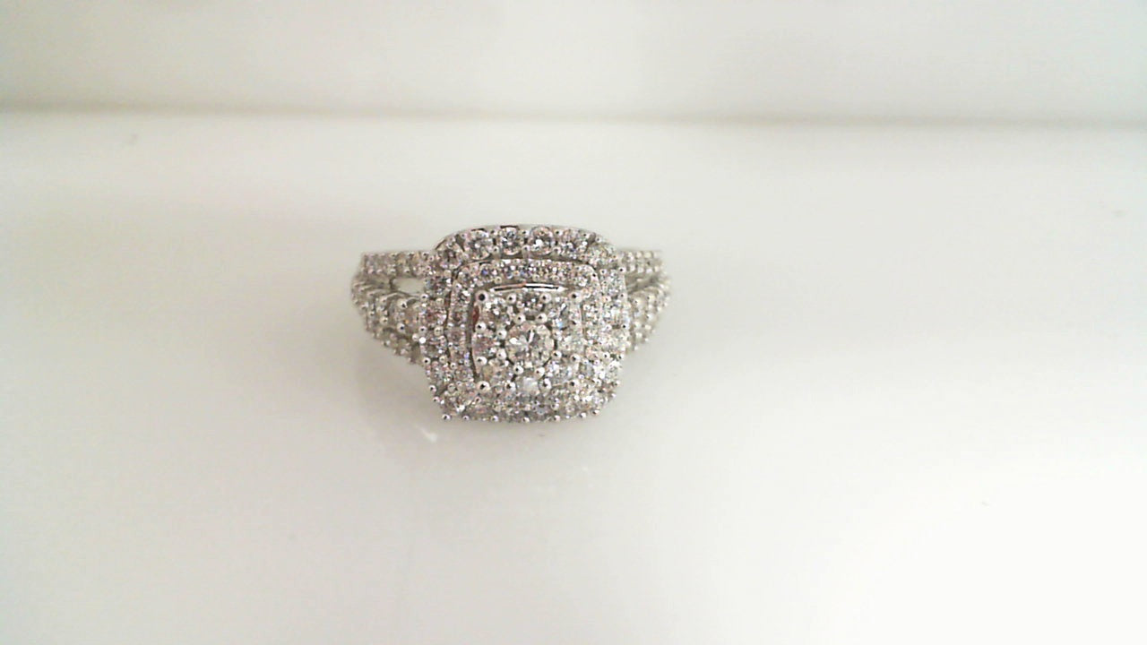 1.00Ctw 10K White Gold Diamond Engagement Ring Size 7  2.4Dw