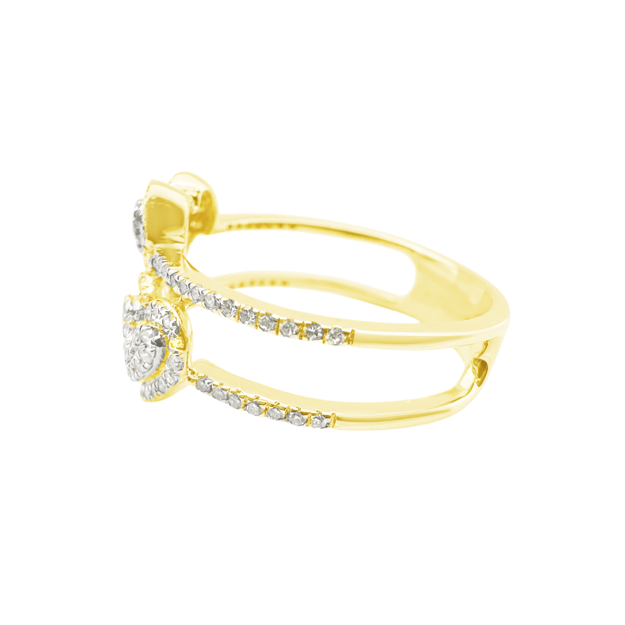 0.33Ct 14K Yellow Gold Diamond Hearts Fashion Ring Size 7 1.8Dwt