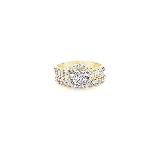1.0Ctw 14K Yellow Gold Diamond Wedding Set Size 7 3.3Dwt