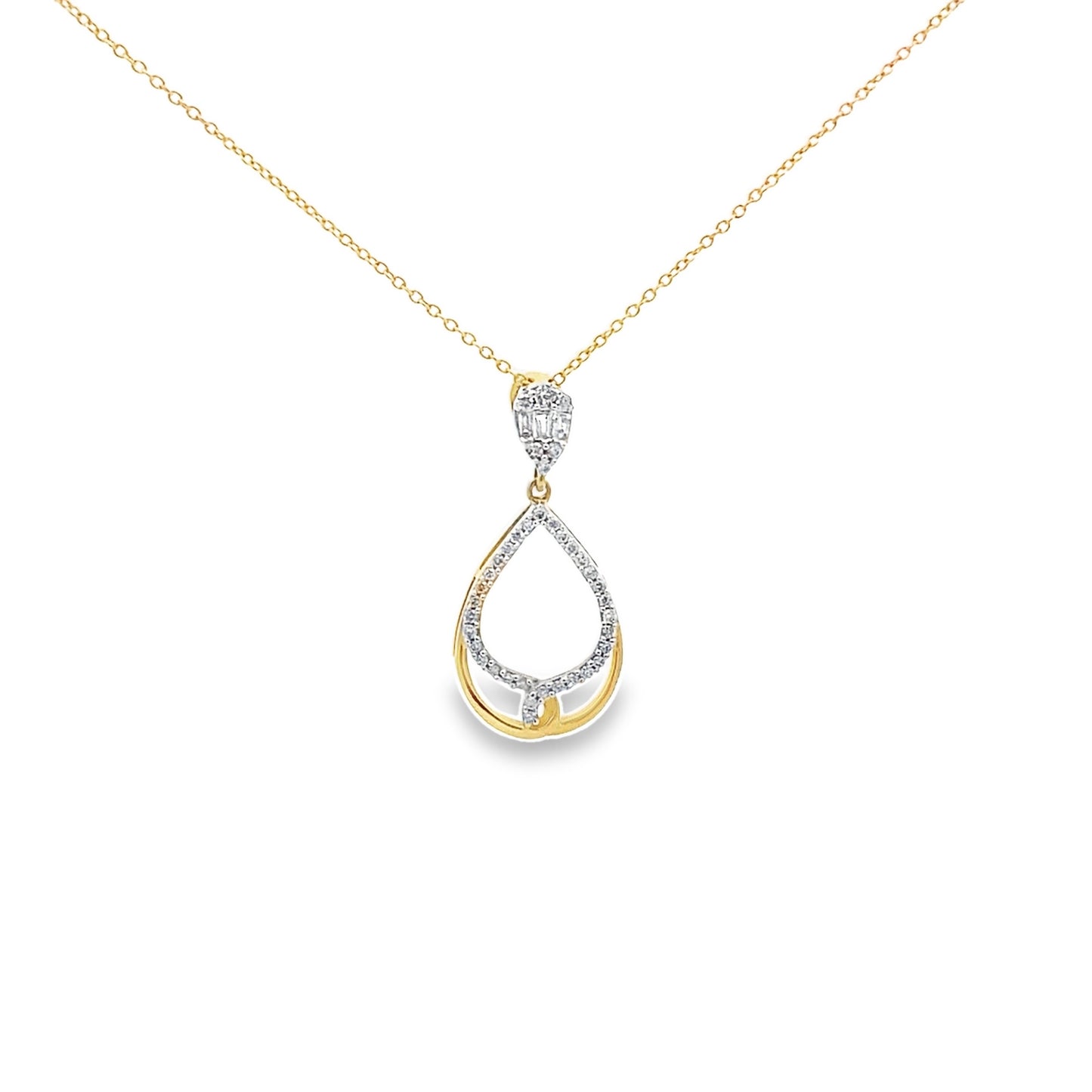 0.20Ctw 14K Yellow Gold Diamond Necklace 19In 1.1Dwt