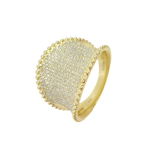 1.14Ct 14K Yellow Gold Diamond Dome Ring Size 7 5.6Dwt