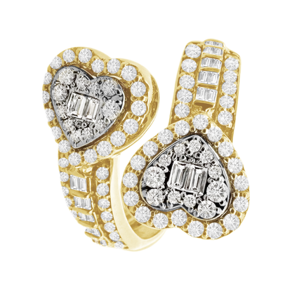 0.80Ctw 10K Two Tone Double Heart Diamond  Fashion Ring Size 7 3.0Dwt