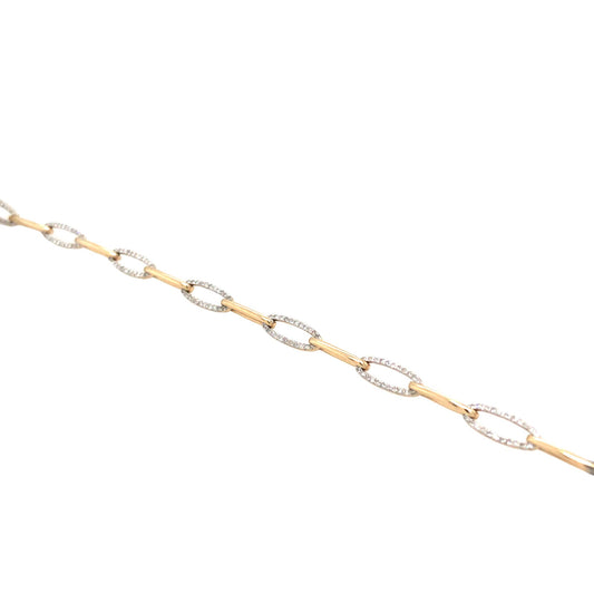 (Uj2)1.10Ctw 14K Yellow Gold Diamond Fancy Link Bracelet 7In