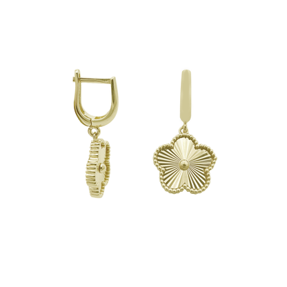 10K Yellow Gold Flower Drop Earrings 3.0Dwt