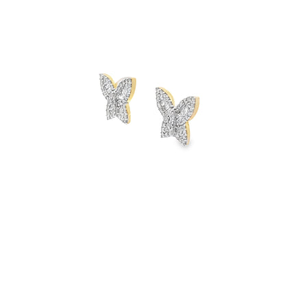 0.50Ctw 14K Yellow Gold Diamond Butterfly Stud Earrings
