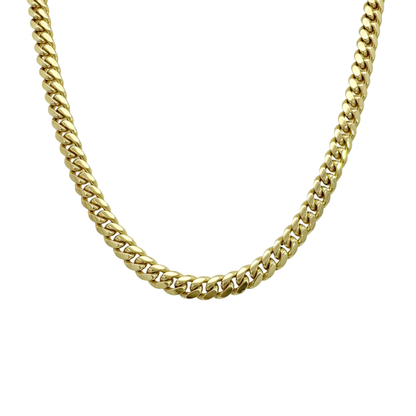 10K Yellow Gold Diamond Clasp Cuban Link Chain 5Mm 15In 17.4Dwt