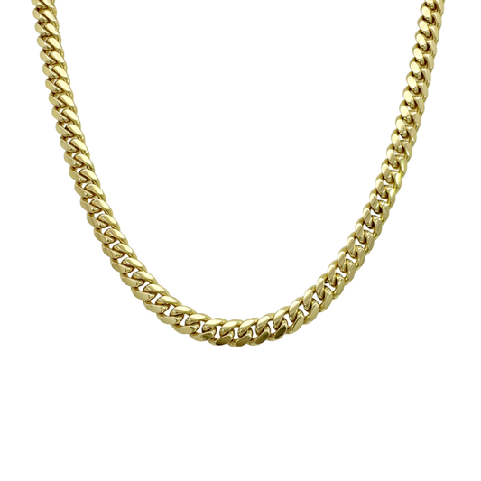 10K Yellow Gold Diamond Clasp Cuban Link Chain 5Mm 15In 17.4Dwt