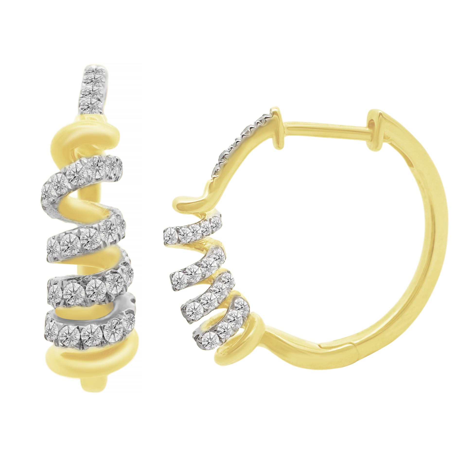 0.33Ctw 14K Yellow Gold Diamond Hoop Earrings