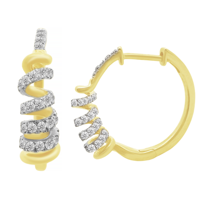 0.33Ctw 14K Yellow Gold Diamond Hoop Earrings