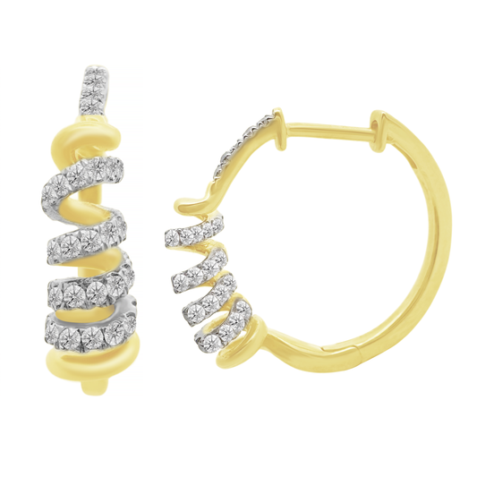 0.33Ctw 14K Yellow Gold Diamond Hoop Earrings