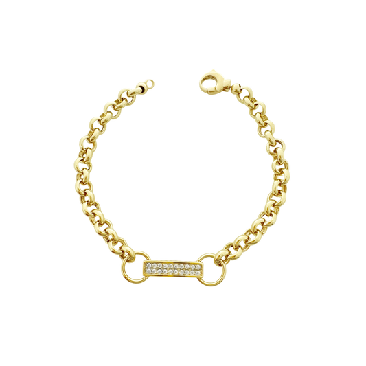 14K Yellow Gold Ladies Fancy Rolo Link Bracelet 7.5In 4.7Dwt