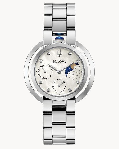 Bulova Ladies Rubaiyat Moon Dial Watch (96P213) With Diamond Markers