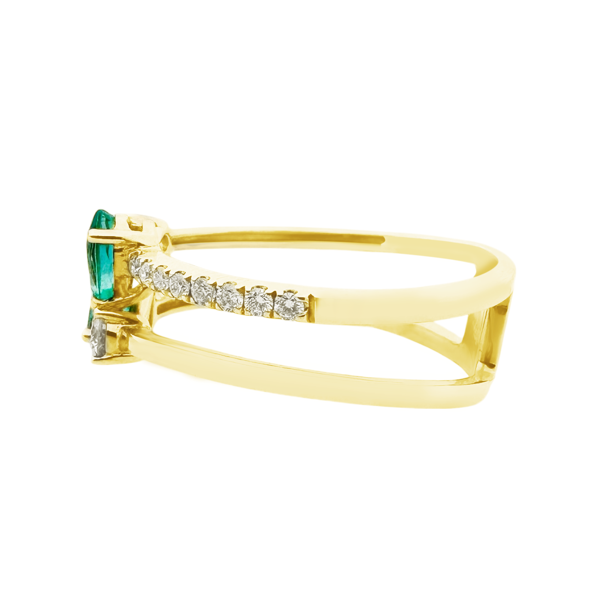 0.28Ct Dia 0.37Ct Em 14K Yellow Gold Emerald & Dia Fashion Ring Size 7 1.9Dwt