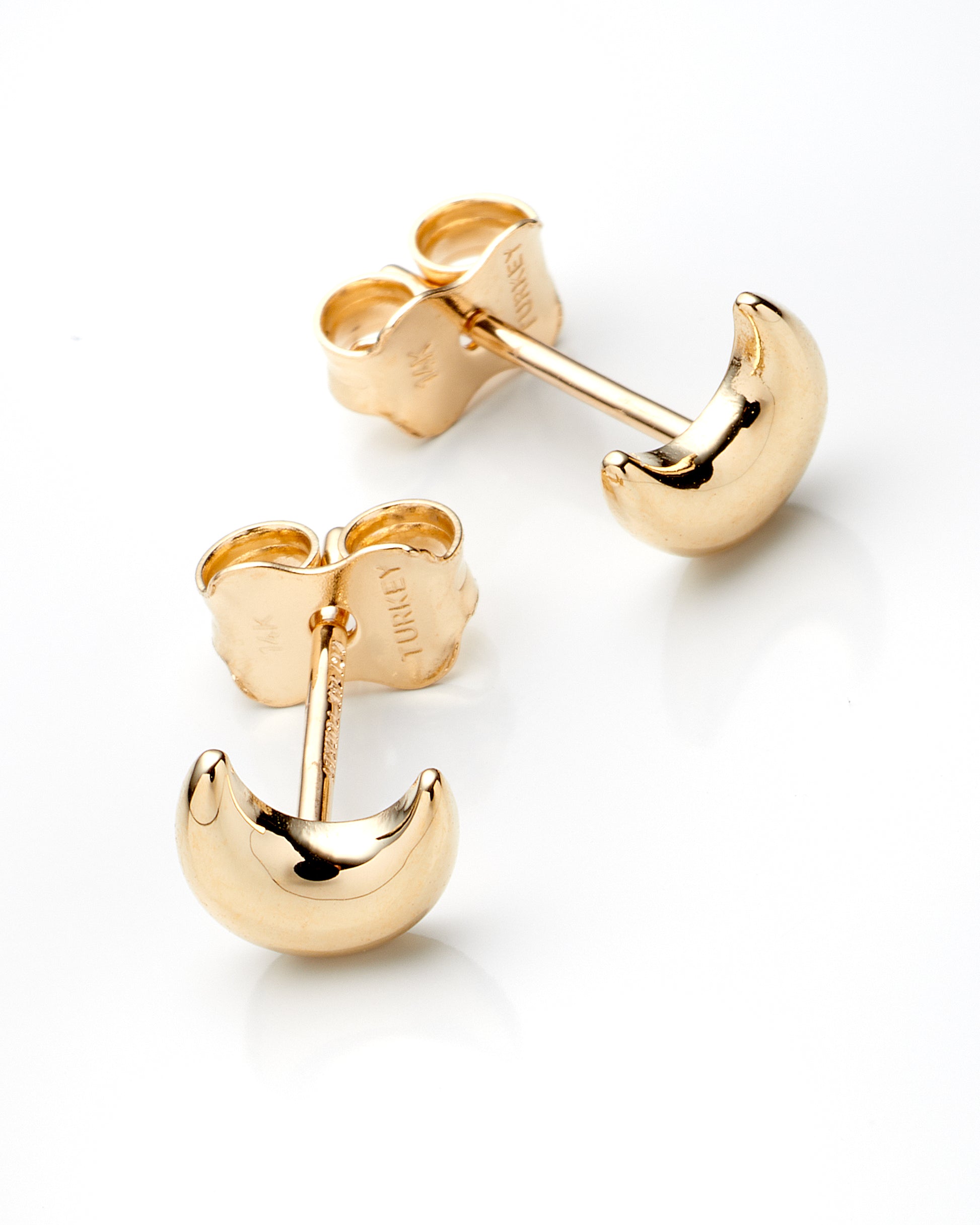 14K Yellow Gold Moon Stud Earrings 0.7Dwt