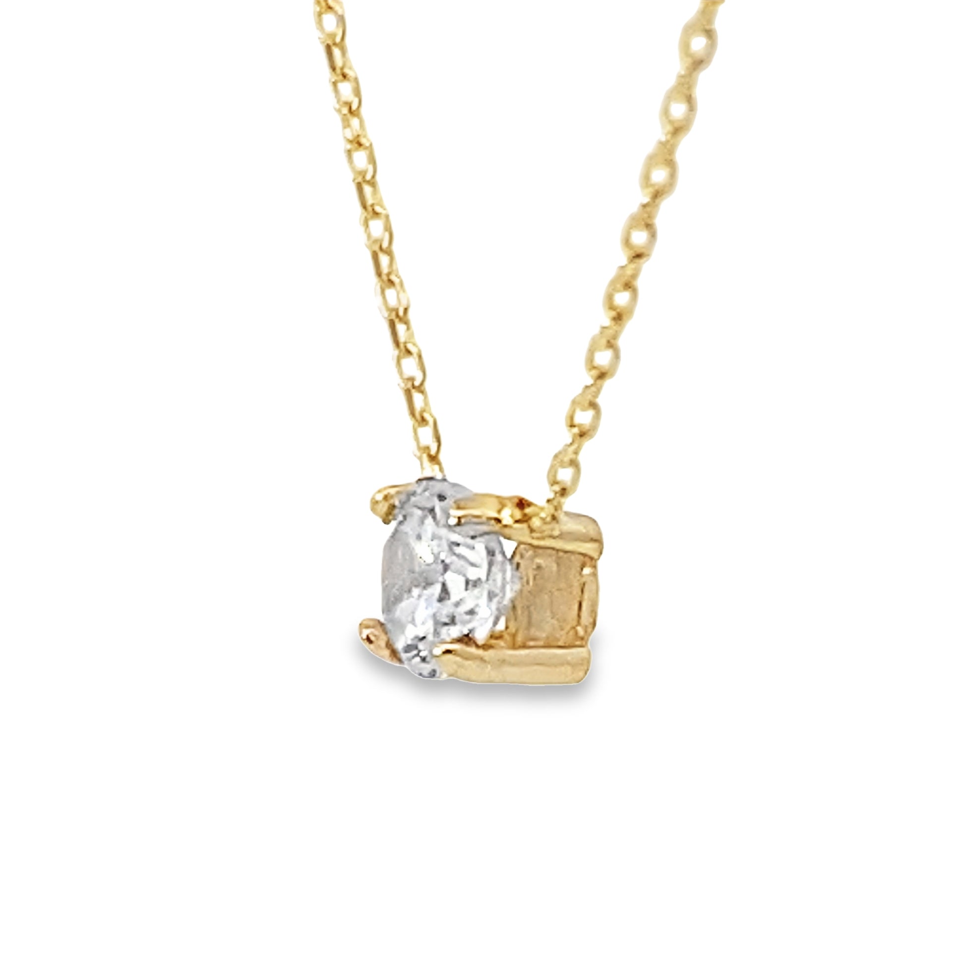 14K Yellow Gold Round Small Cz Pendant Necklace 18In
