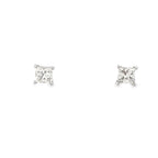 0.74Ctw 14K White Gold Solitaire Princess Cut Diamond Earrings 0.5Dwt