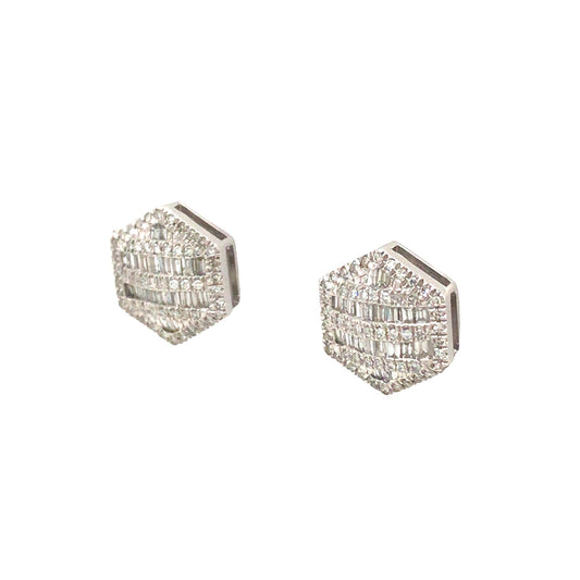 (Uj2)0.42Ctw 14K White Gold Diamond Stud Earrings