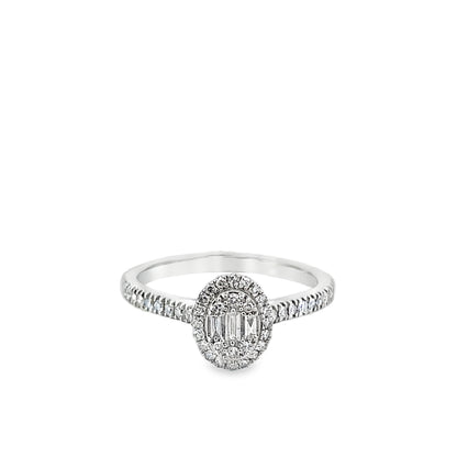 0.33Ctw 14K White Gold Diamond Engagement Ring Size 7 1.6Dwt