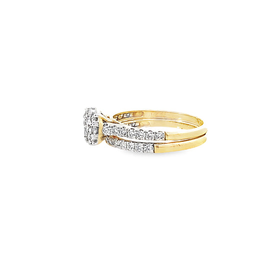 0.80Ctw 14K Yellow Gold Diamond Wedding Set Size 7 2.3Dwt