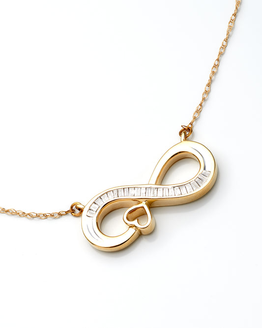 0.10Ctw Yellow Gold Diamond Infinity Necklace 18In 1.3Dwt